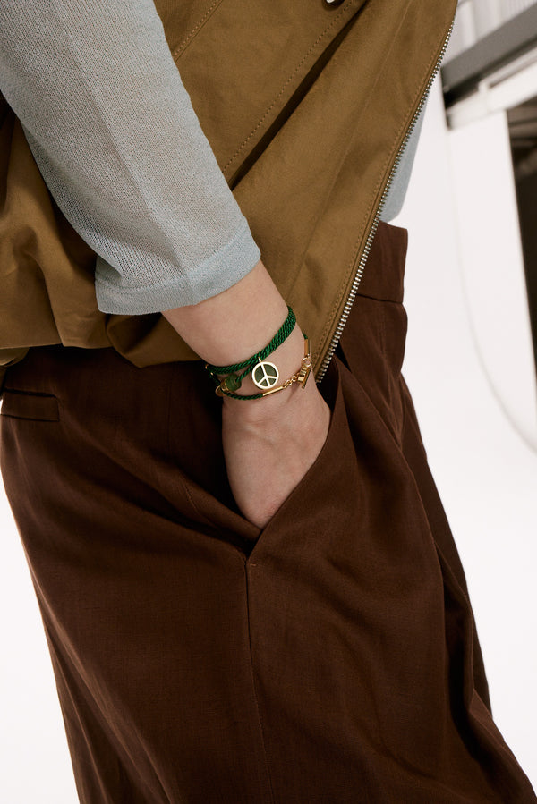 Bracelet en fil vert Leaf Midi