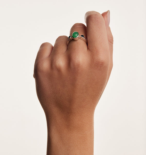 Bague en argent avec chrysoprase bonbon
