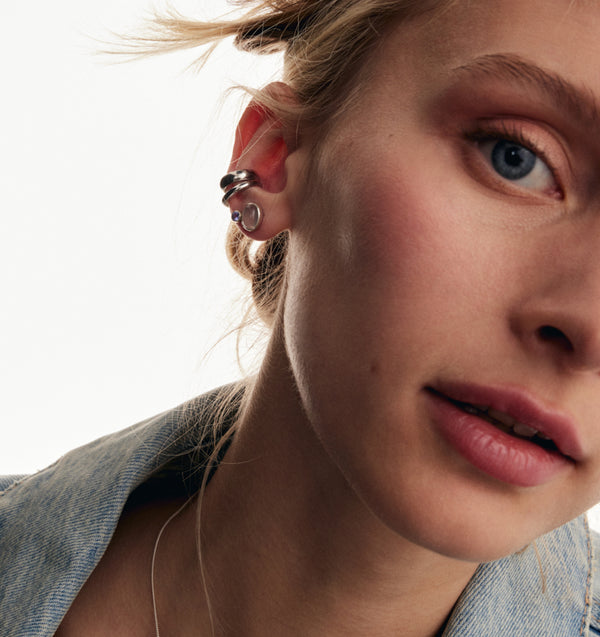 Boucles d'oreilles en argent et pierre de lune blanche Bonbon