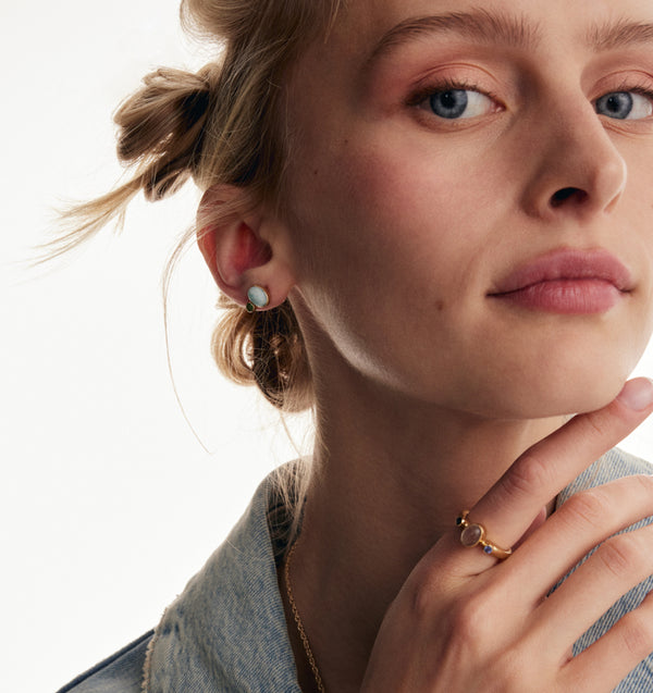 Bague Bonbon en pierre de lune blanche