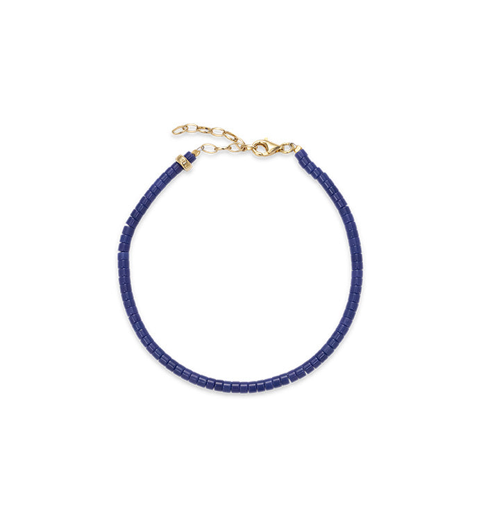 Bracelet de cheville violet en perles