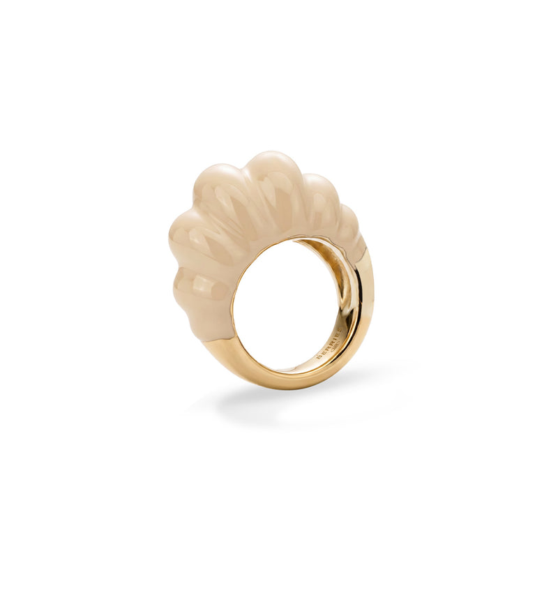 Large gilt fluted ring with enamel