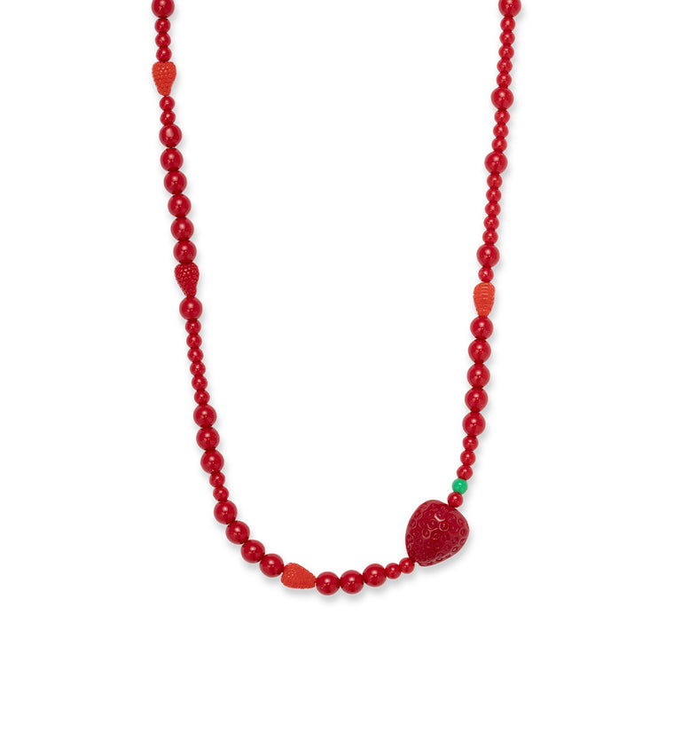  Red beads with a raspberry pendant 