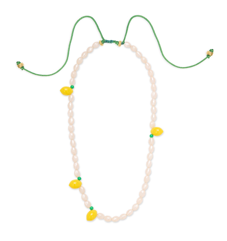  White Beaded Necklace with lemons 2 
