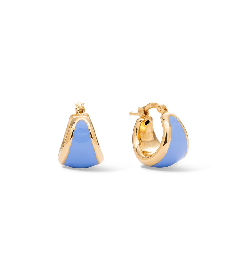  Gold Plated Earrings with Blue Enamel 