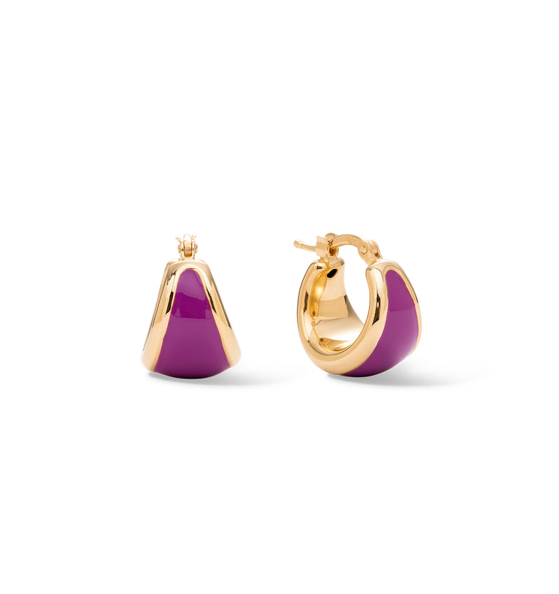  Gold Plated Earrings with Purple Enamel 