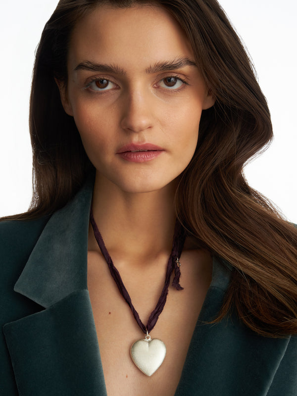 Naszyjnik Heart Burgundy Silver