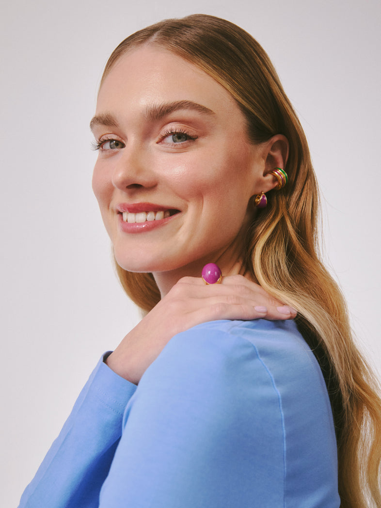  Gold Plated Earrings with Purple Enamel 2 