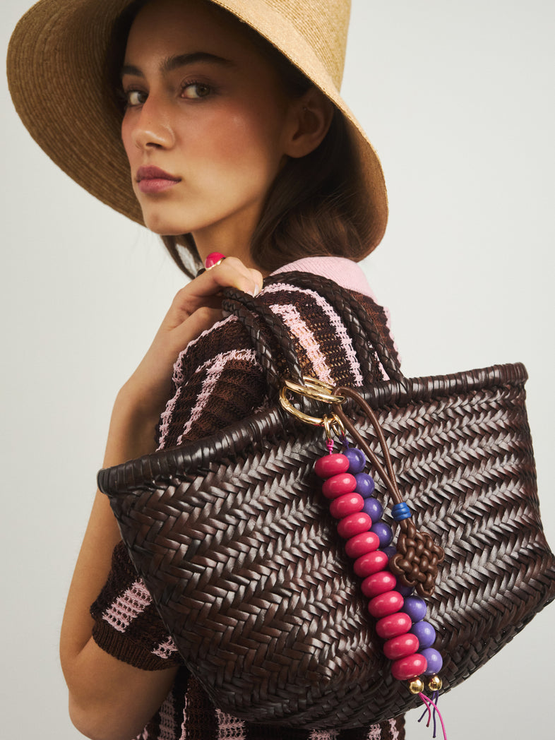  Brown Braided Leather Keychain 2 