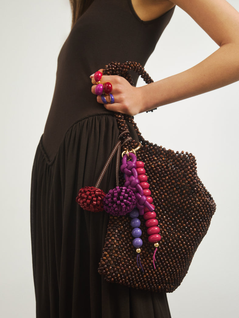  Genuine leather keychain with pompoms 2 
