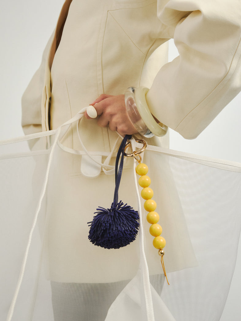  Leather pompom keychain 3 