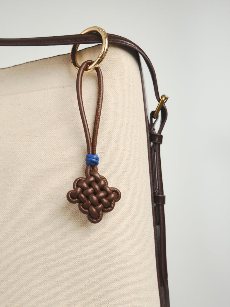  Brown Braided Leather Keychain 1 