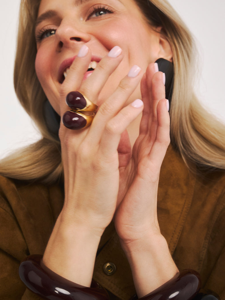  Grande bague avec émail bordeaux 1 