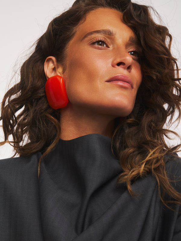 Cube Orange Earrings