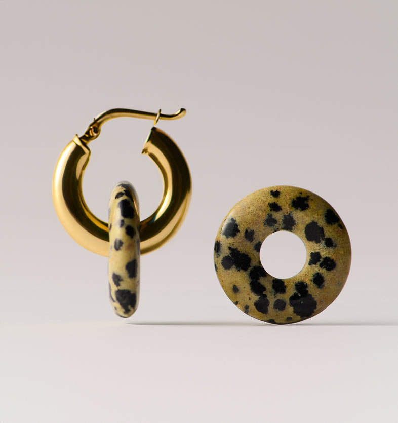  Gold-plated Dalmatian Jasper Earrings 2 