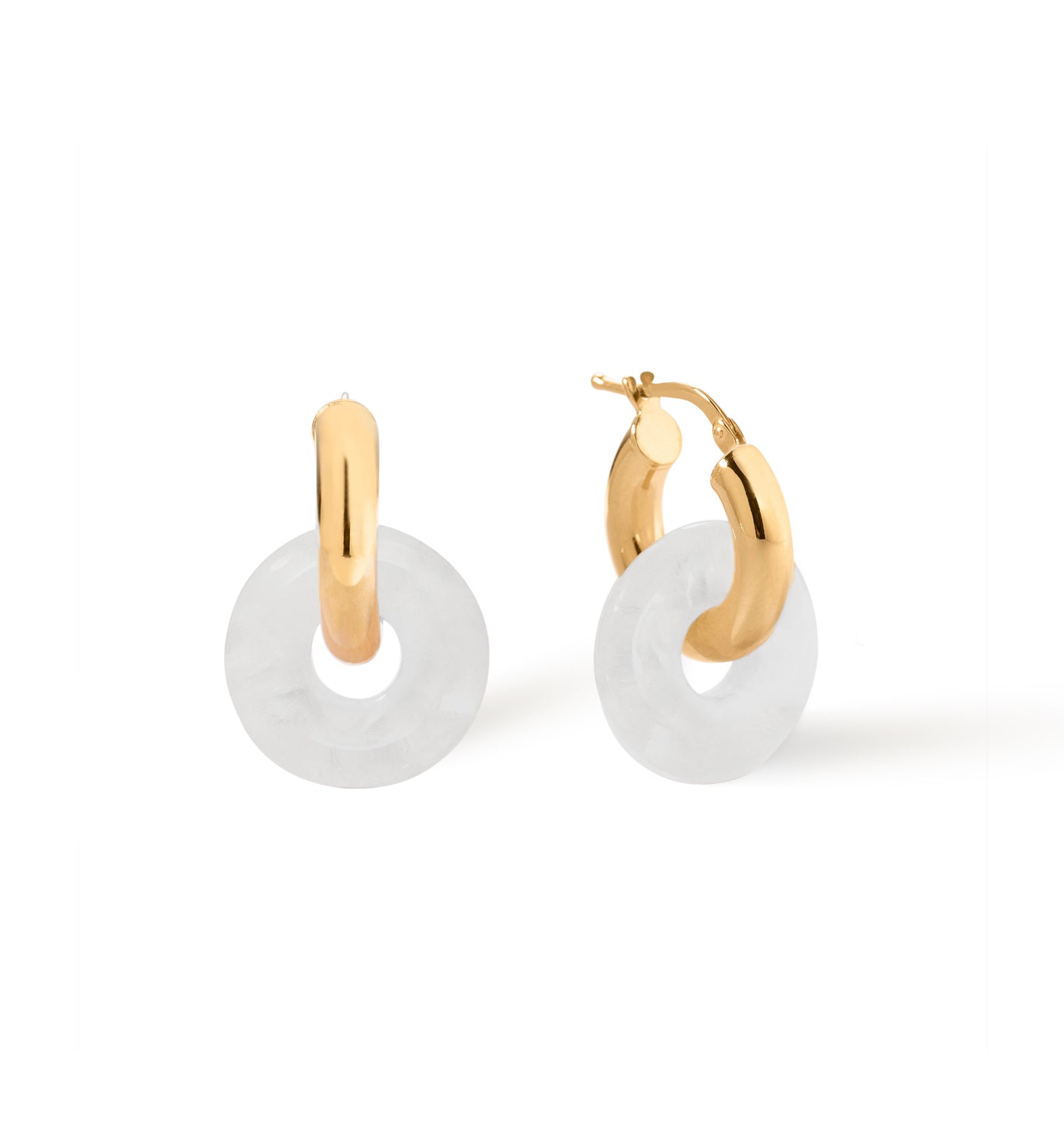 Duo White Earrings Gold-plated