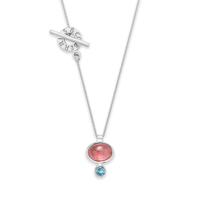 Bonbon Pink Tourmaline Silver Necklace