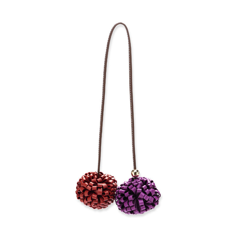  Genuine leather keychain with pompoms 