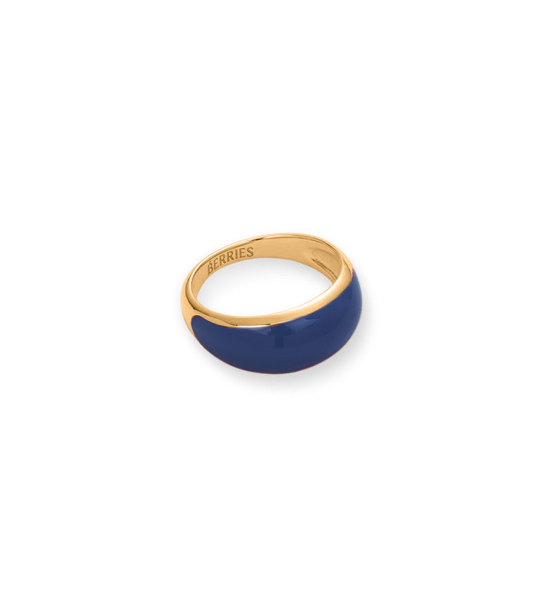  Petite bague plaquée or avec émail bleu marine 2 