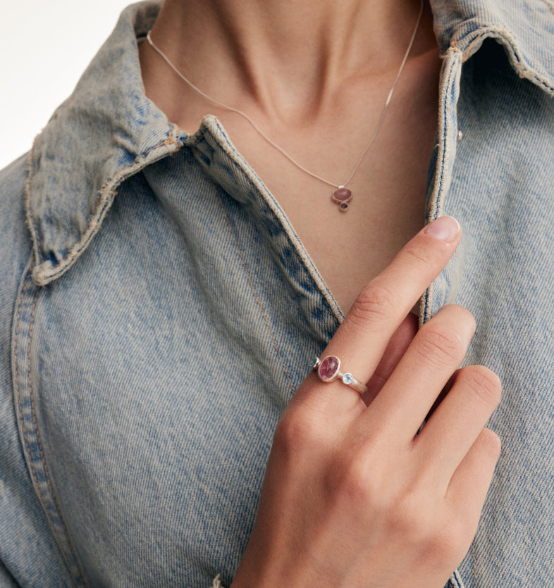 Bonbon Pink Tourmaline Silver Ring