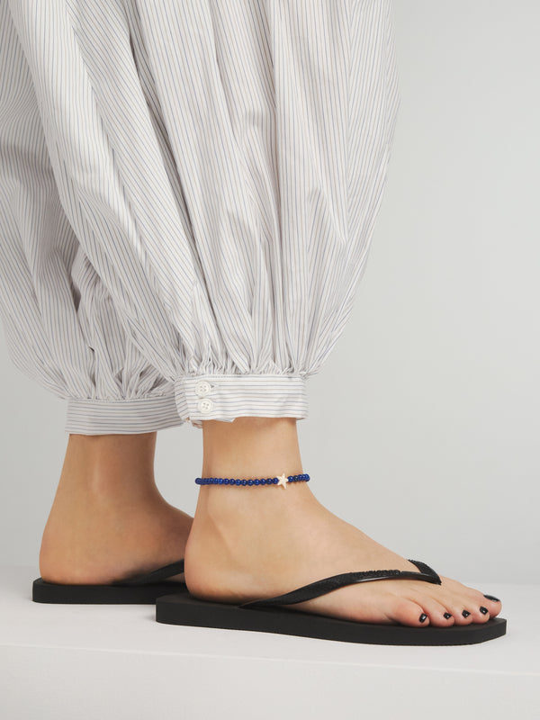 Ciemnoniebieska bransoletka na nogę z białą gwiazdką z żywicy