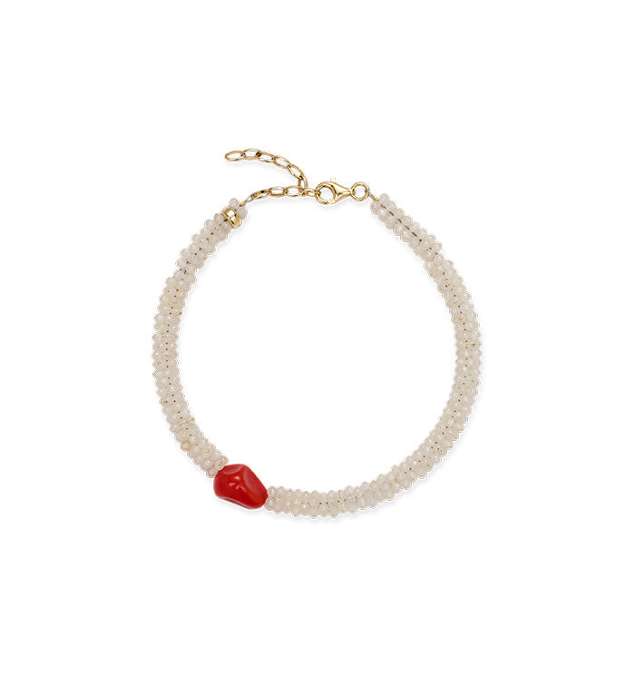 Cream anklet with gold-plated details
