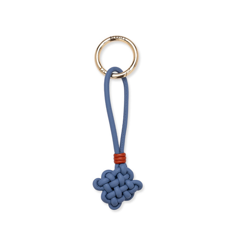  Blue Braided Leather Keychain 