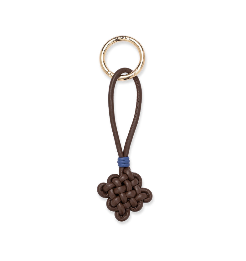  Brown Braided Leather Keychain 