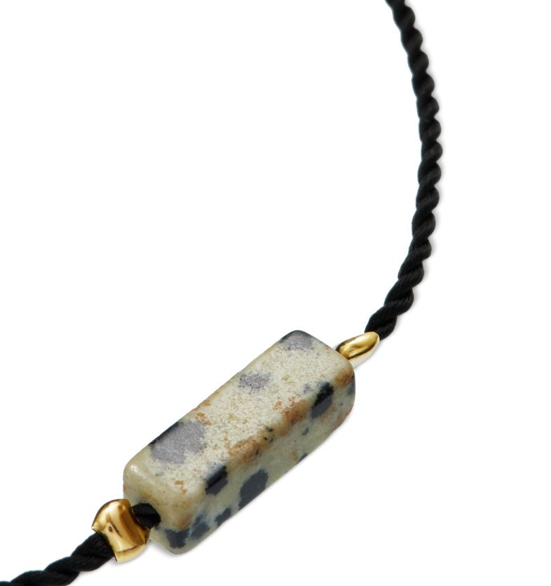 Black Cord Bracelet with Dalmatian Jasper 2