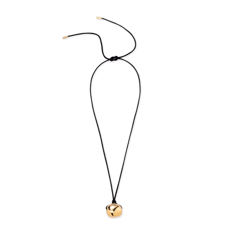  Naszyjnik na czarnym rzemyku z pozłacaną kulką Pesto | Berries 