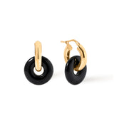 Duo Black Earrings Gold-plated