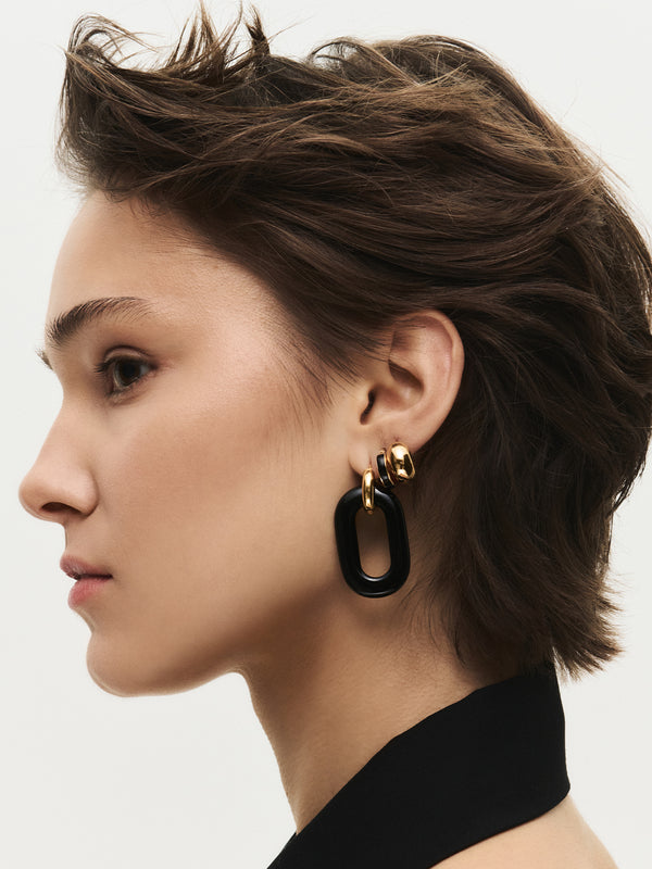 Duo Black Maxi Earrings