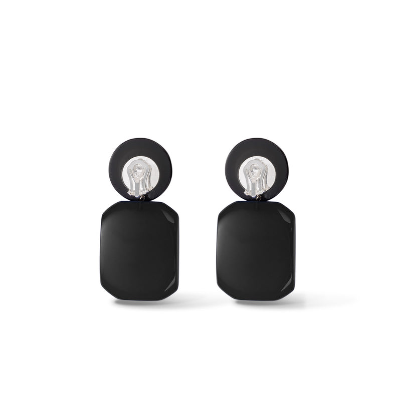  Boucles d'oreilles pendantes en résine noire 2 