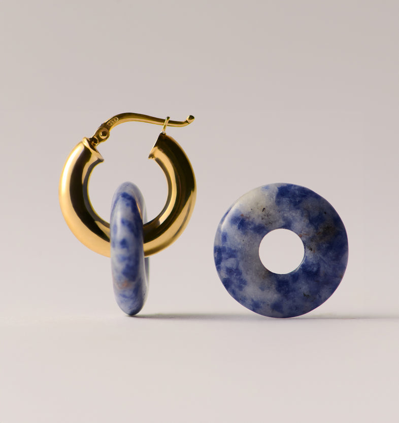   Pozłacane kolczyki koła z kamieniem Lapis Lazuli 2 