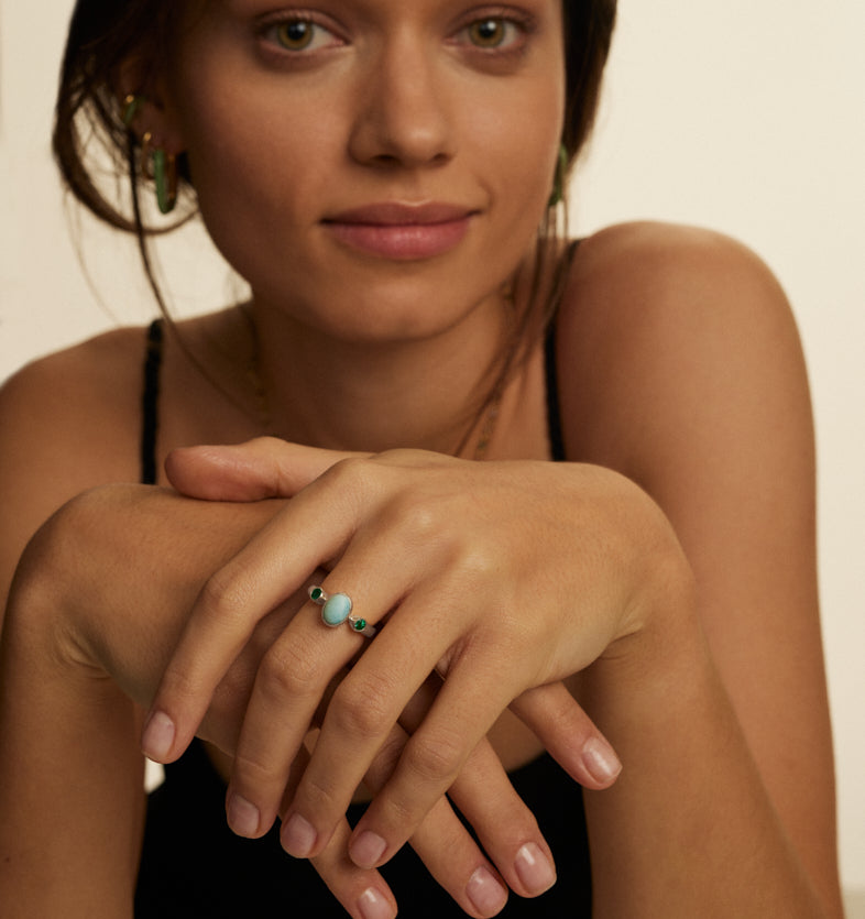 Bonbon Larimar Silver Ring