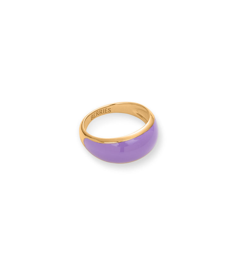  Petite bague plaquée or avec émail violet 2 