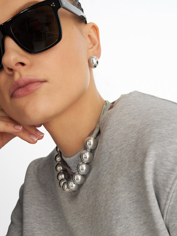 Małe dmuchane srebrne kolczyki kulki Rira - zestaw z dmuchanymi koralami