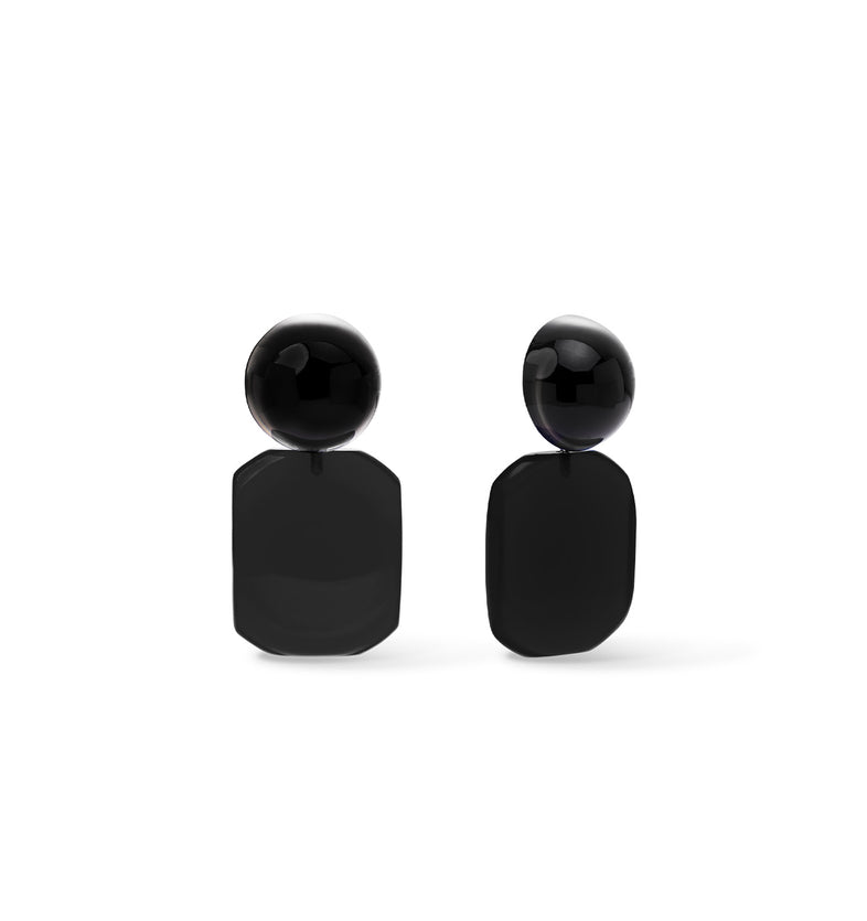  Boucles d'oreilles pendantes en résine noire 