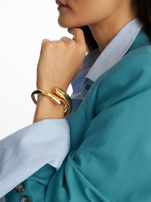 Pozłacana dmuchana bransoletka obręcz VERMA - widok na otwartą formę