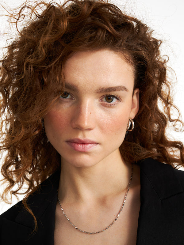 Klasyczny srebrny łańcuszek ankier z ogniwami Eternal XI - zestaw z kolczykami