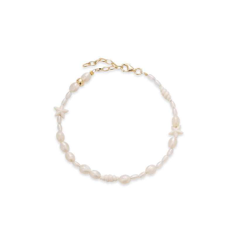  White Beaded Ankle Bracelet 