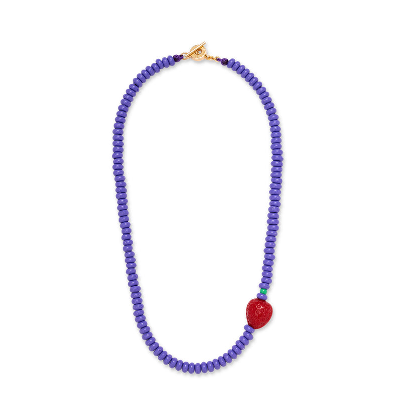  Fioletowy naszyjnik z koralików z truskawką 2 