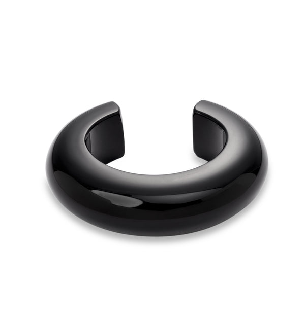 Otwarta szeroka bransoletka bangle z czarnej żywicy Bangle Loop