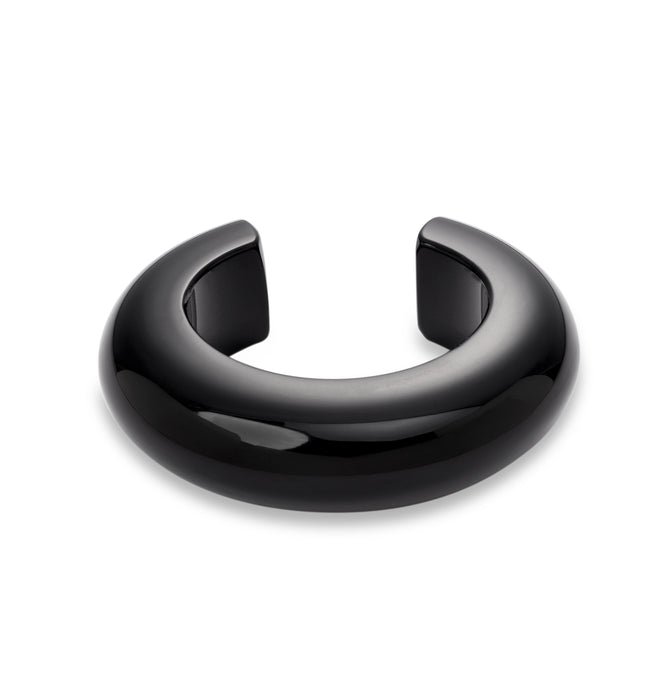 Otwarta szeroka bransoletka bangle z czarnej żywicy Bangle Loop