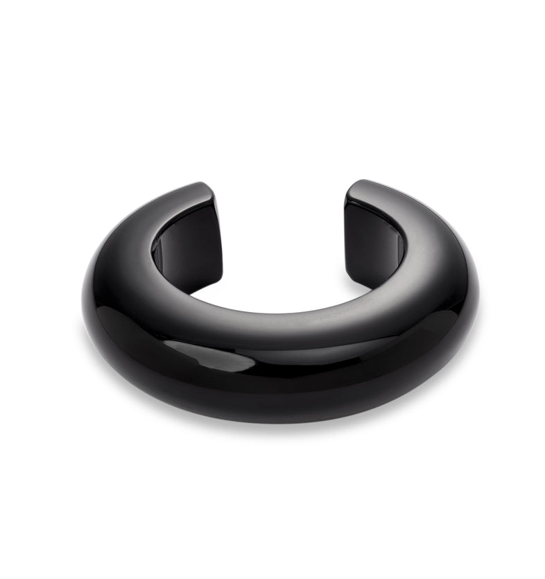  Otwarta szeroka bransoletka bangle z czarnej żywicy Bangle Loop 