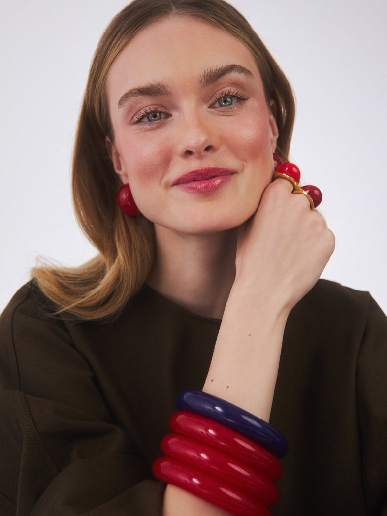  Szeroka sztywna czerwona bransoletka z żywicy Bangle Ring Strawberry 