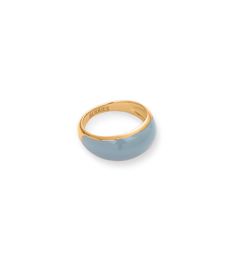  Petite bague plaquée or avec émail bleu 2 