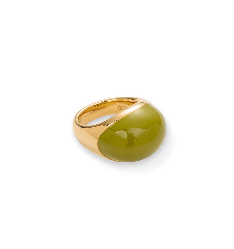  Grande bague avec émail vert olive 2 